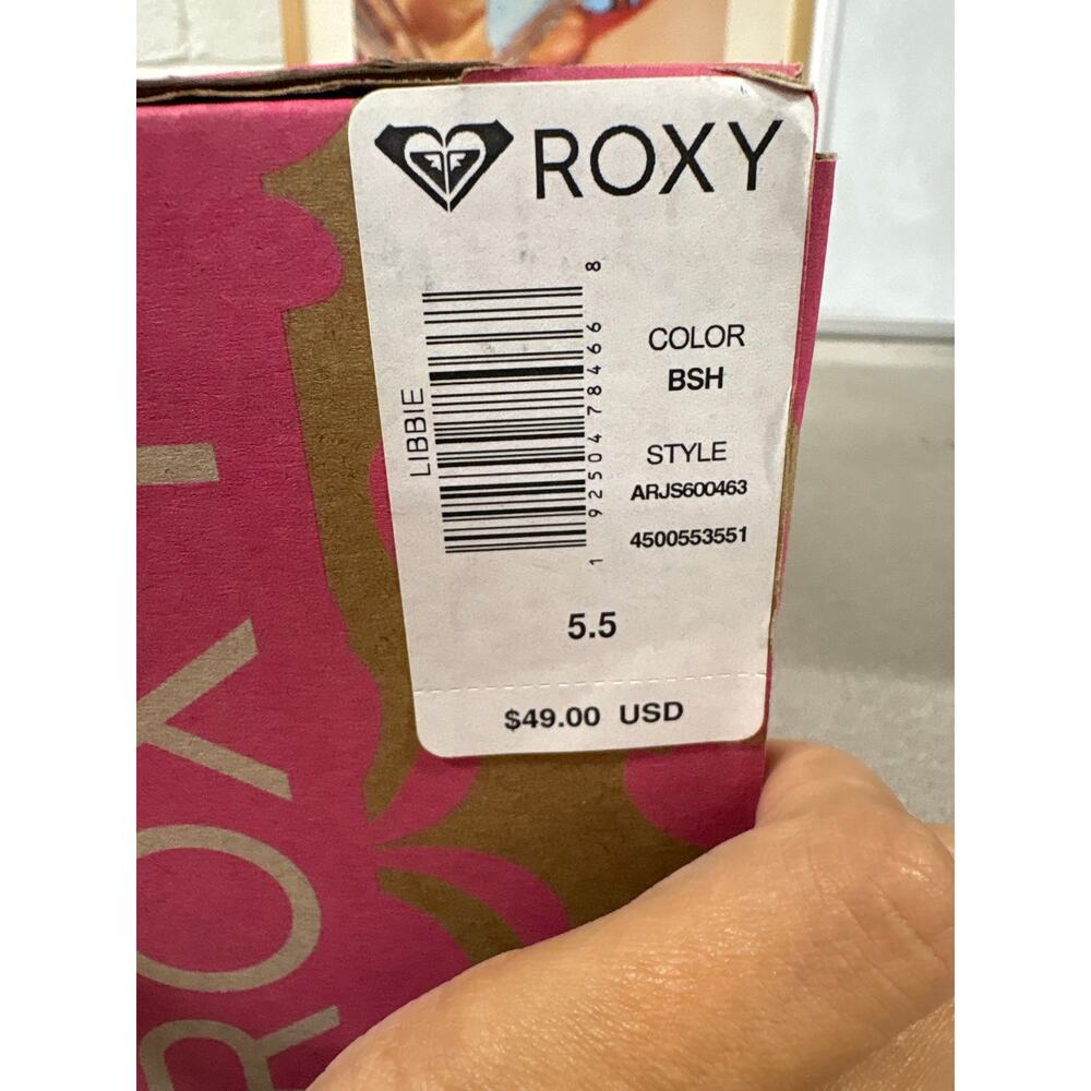 NIB Roxy Size 5.5 Libbie Blush White Stripe Low Top Casual Beach Canvas Sneakers - Picture 5 of 5